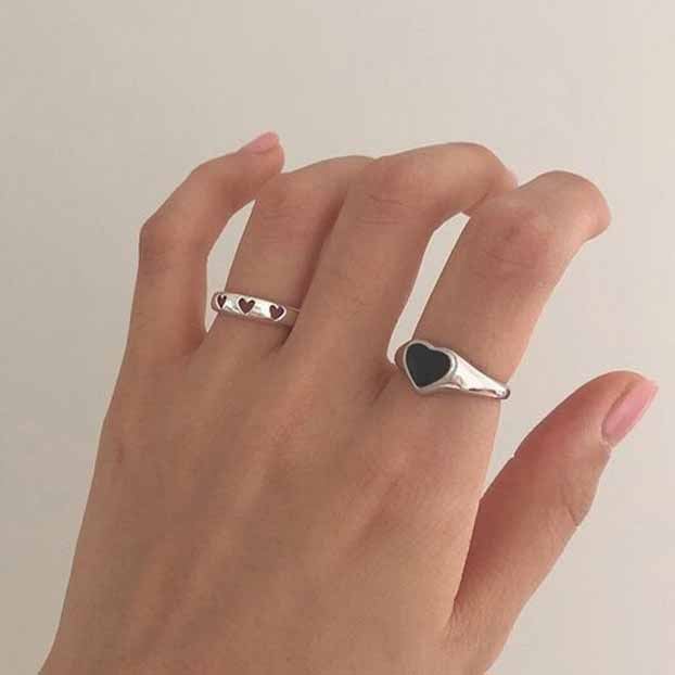Herz Ring Mädchen 925 Sterling Silber verstellbar süß & elegant