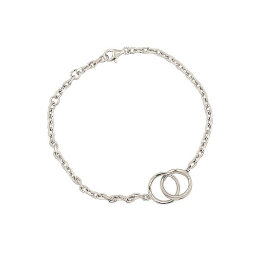 Party Double Circles 925 Sterling Silver Chain Bracelet - SterlingSilberSchmuck