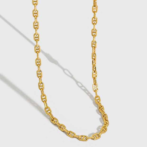 Choker Pig Nose 925 Sterling Silver Stacking Chain Necklace - SterlingSilberSchmuck