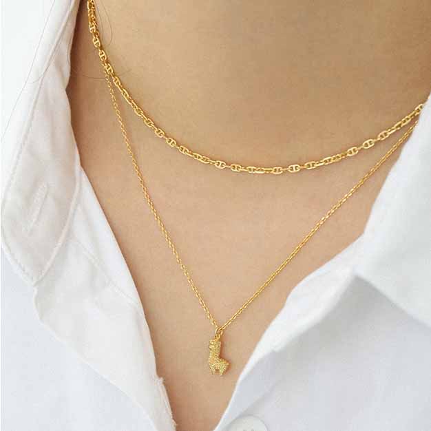 Choker Pig Nose 925 Sterling Silver Stacking Chain Necklace - SterlingSilberSchmuck