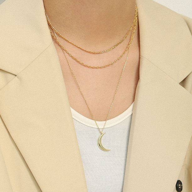 New Crescent Moon 925 Sterling Silver Necklace - SterlingSilberSchmuck