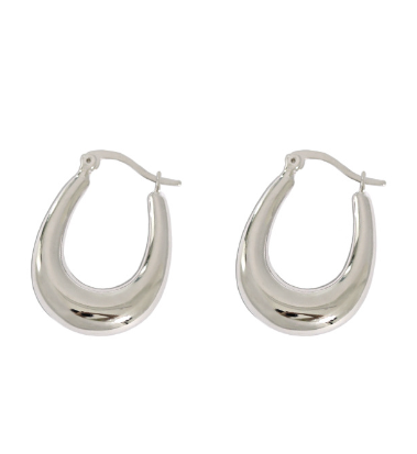 Classic Fashion Letter U Shape 925 Sterling Silver Hoop Earrings - SterlingSilberSchmuck