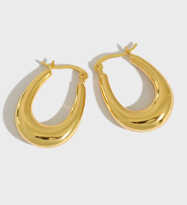 Classic Fashion Letter U Shape 925 Sterling Silver Hoop Earrings - SterlingSilberSchmuck