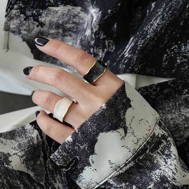 Irregular Wide 925 Sterling Silver Adjustable Ring - SterlingSilberSchmuck