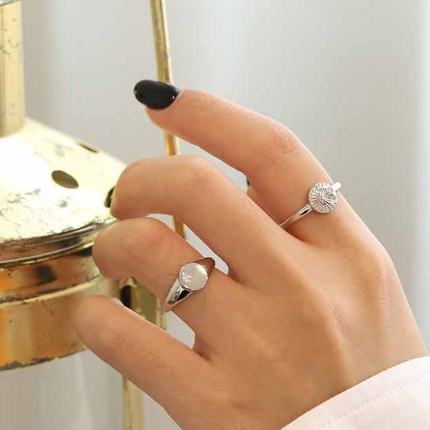 Perlen CZ Ring aus 925 Sterlingsilber – Verstellbar Elegant - SterlingSilberSchmuck