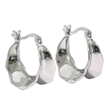 Unregelmäßige Kreis Hoop Ohrringe 925 Sterling Silber modern