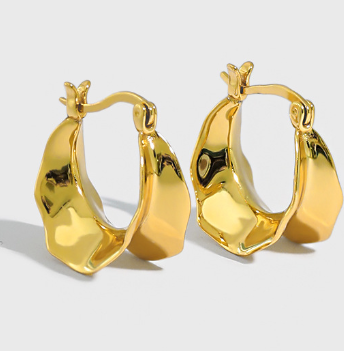 Unregelmäßige Kreis Hoop Ohrringe 925 Sterling Silber modern