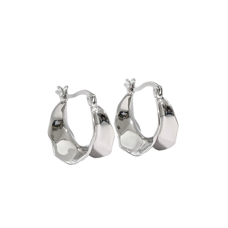 Unregelmäßige Kreis Hoop Ohrringe 925 Sterling Silber geometrisch