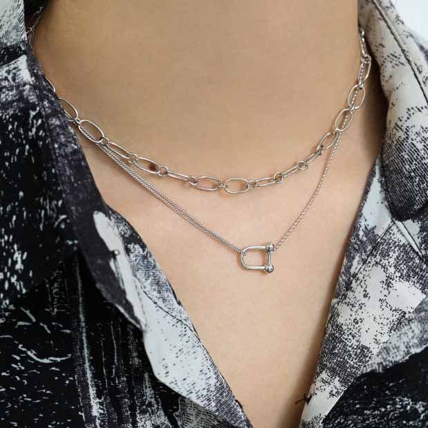 U Shape Fashion 925 Sterling Silver Necklace - SterlingSilberSchmuck
