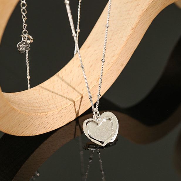 Fashion Irregular Heart Love 925 Sterling Silver Necklace - SterlingSilberSchmuck