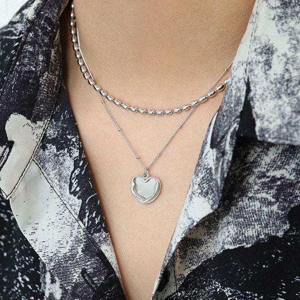 Fashion Irregular Heart Love 925 Sterling Silver Necklace - SterlingSilberSchmuck