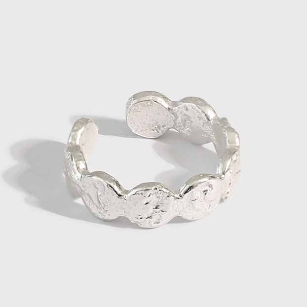 Fashion Irregular Wave Round 925 Sterling Silver Adjustable Ring - SterlingSilberSchmuck