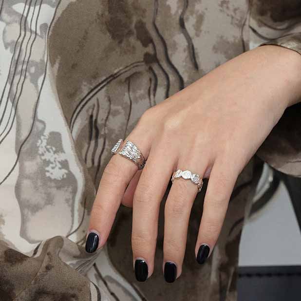 Fashion Irregular Wave Round 925 Sterling Silver Adjustable Ring - SterlingSilberSchmuck