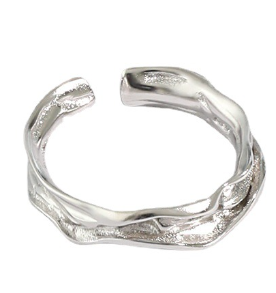 Unregelmäßiger Struktur Ring 925 Sterling Silber verstellbar modern
