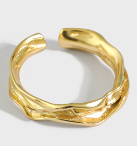 Unregelmäßiger Struktur Ring 925 Sterling Silber verstellbar modern