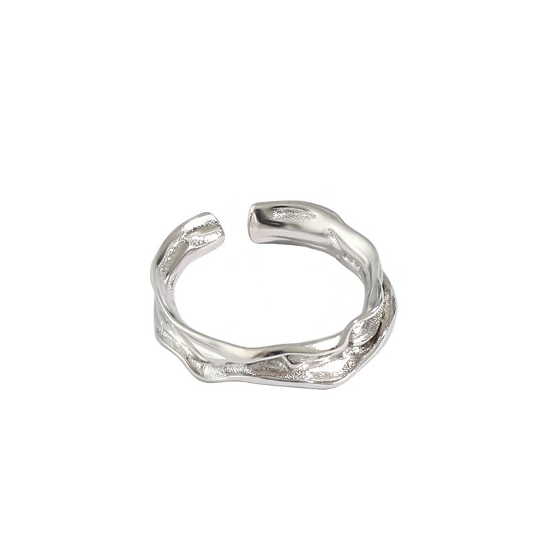 Unregelmäßiger Struktur Ring 925 Sterling Silber verstellbar modern