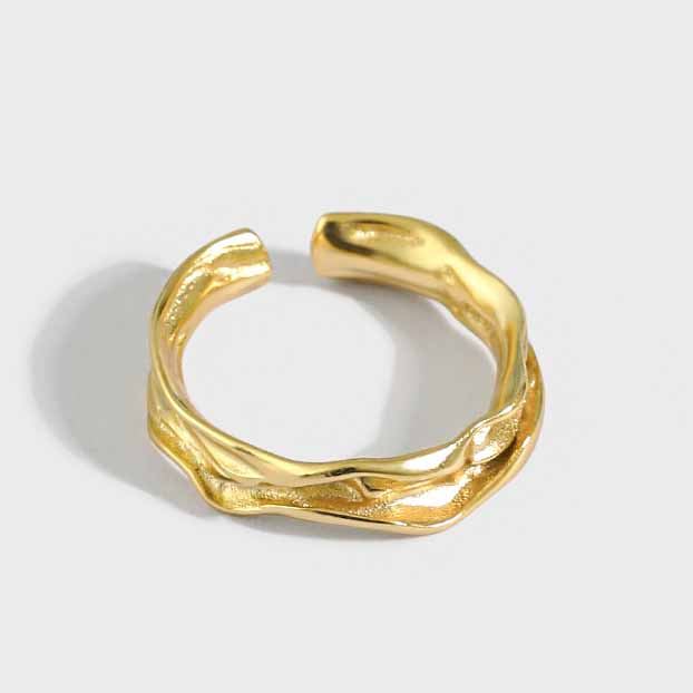 Unregelmäßiger Struktur Ring 925 Sterling Silber verstellbar modern