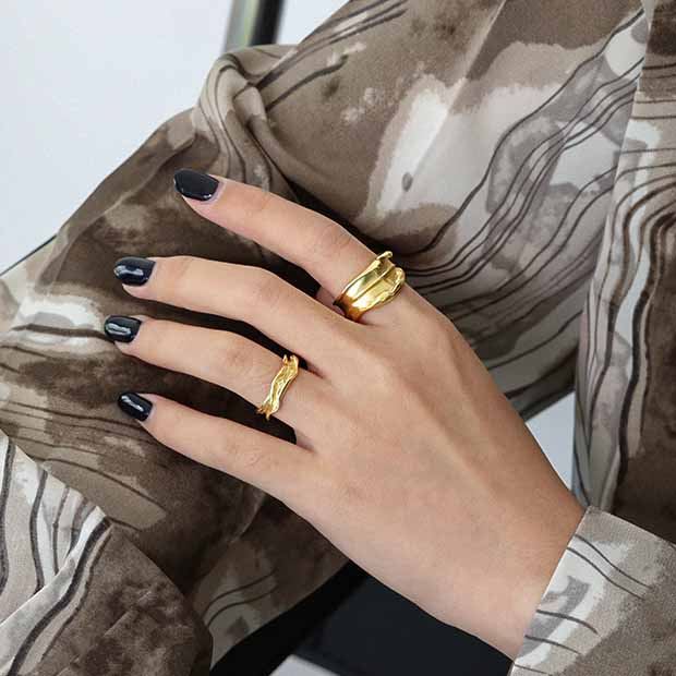 Unregelmäßiger Struktur Ring 925 Sterling Silber verstellbar modern