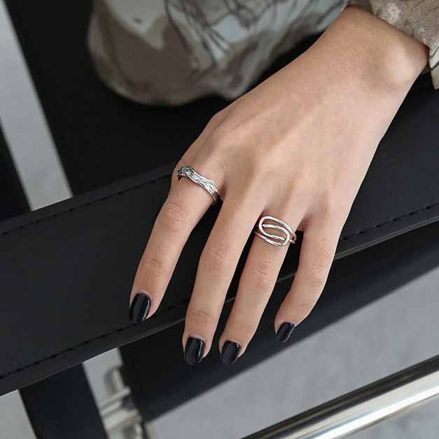 Unregelmäßiger Struktur Ring 925 Sterling Silber verstellbar modern