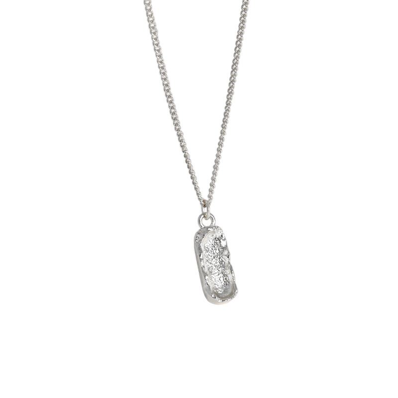 Gift Irregular Peanut 925 Sterling Silver Necklace - SterlingSilberSchmuck
