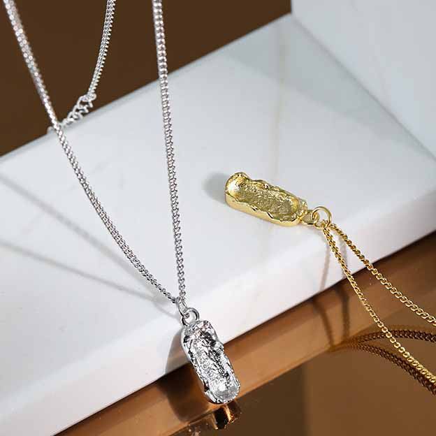 Gift Irregular Peanut 925 Sterling Silver Necklace - SterlingSilberSchmuck