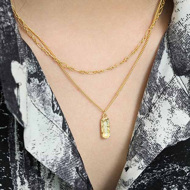 Gift Irregular Peanut 925 Sterling Silver Necklace - SterlingSilberSchmuck