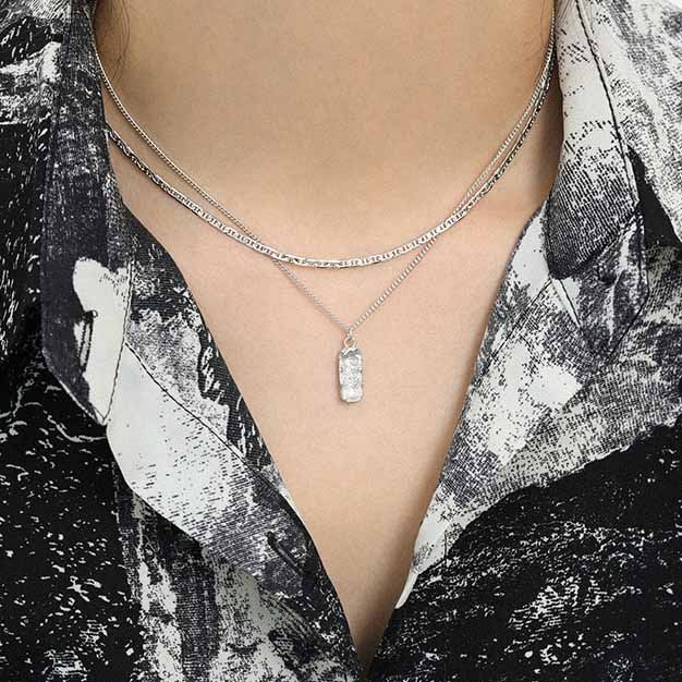 Gift Irregular Peanut 925 Sterling Silver Necklace - SterlingSilberSchmuck