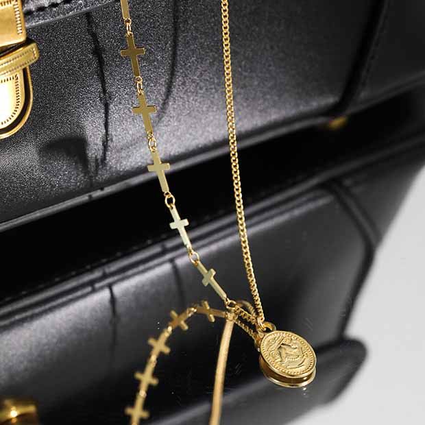 Gift Oval Tag Cross Chain 925 Sterling Silver Necklace - SterlingSilberSchmuck