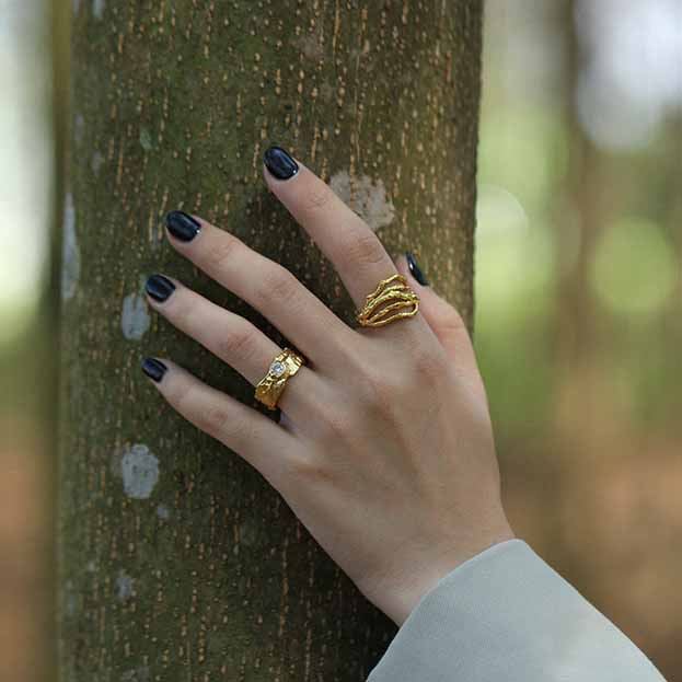 Irregular Hollow Multi Layer 925 Sterling Silver Adjustable Ring - SterlingSilberSchmuck