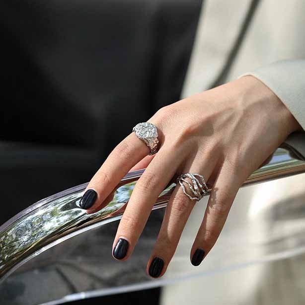 Irregular Hollow Multi Layer 925 Sterling Silver Adjustable Ring - SterlingSilberSchmuck