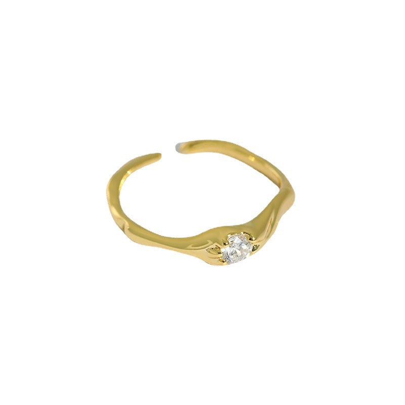 Unregelmäßiger CZ Ring 925 Sterling Silber verstellbar minimal