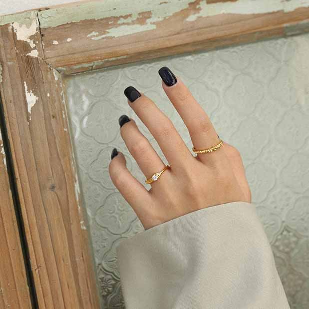 Unregelmäßiger CZ Ring 925 Sterling Silber verstellbar minimal