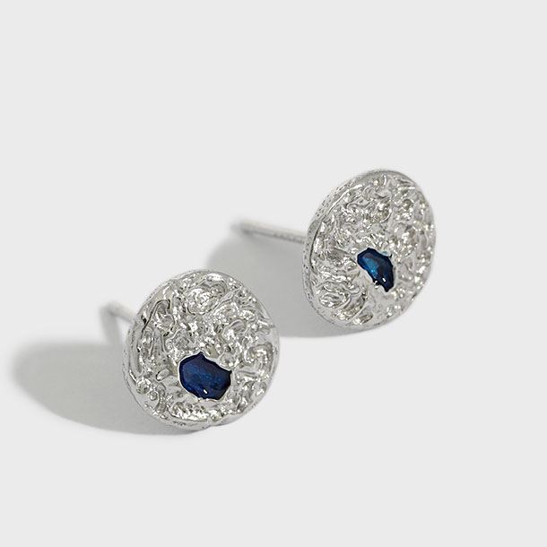 Unregelmäßige Runde Ohrstecker 925 Sterling Silber geometrisch