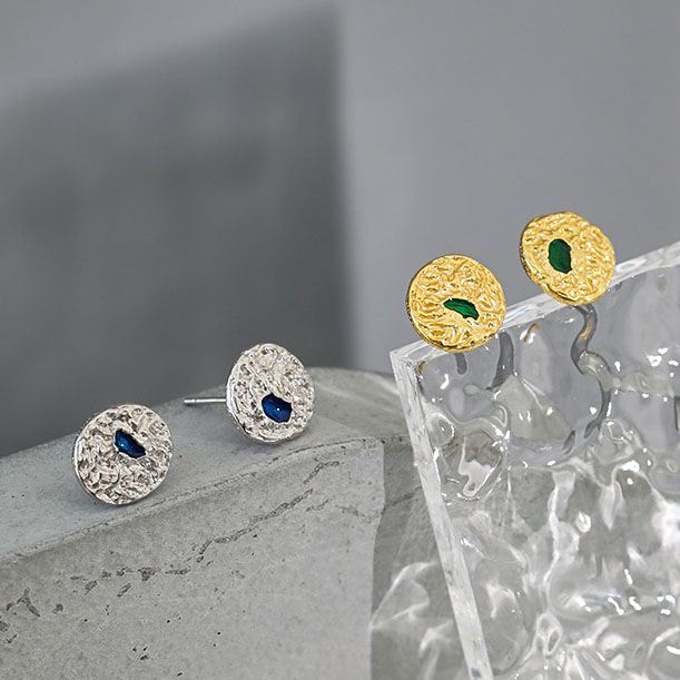 Unregelmäßige Runde Ohrstecker 925 Sterling Silber geometrisch