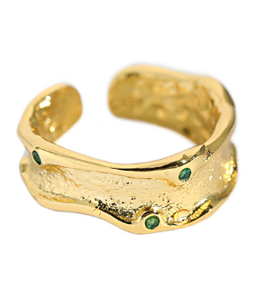Unregelmäßiger Grüner CZ Ring aus 925 Sterlingsilber – Verstellbar - SterlingSilberSchmuck