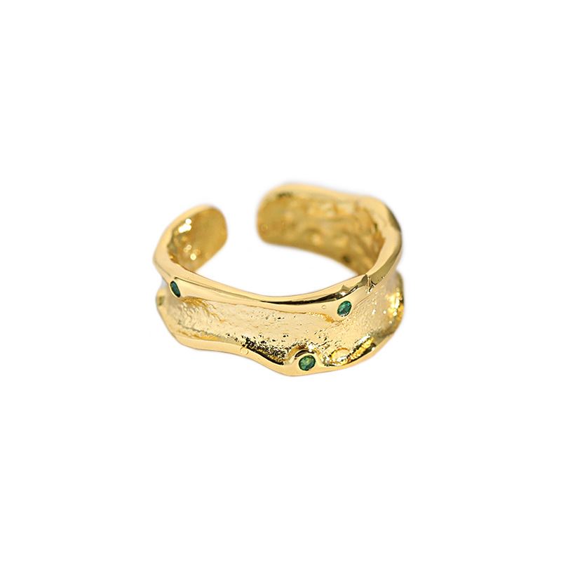 Unregelmäßiger Grüner CZ Ring aus 925 Sterlingsilber – Verstellbar - SterlingSilberSchmuck