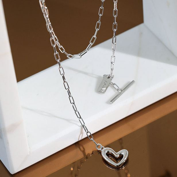 Unregelmäßige Herz Halskette 925 Silber - Love Letter Anhänger