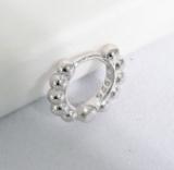 Fashion Beads Circle 925 Sterling Silver Huggie Hoop Earrings - SterlingSilberSchmuck