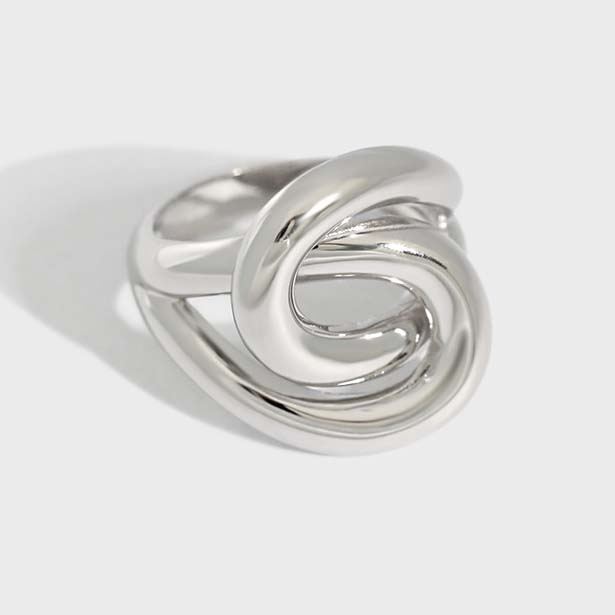Unique Lines Cross 925 Sterling Silver Adjustable Ring - SterlingSilberSchmuck