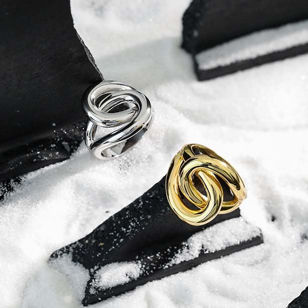 Unique Lines Cross 925 Sterling Silver Adjustable Ring - SterlingSilberSchmuck