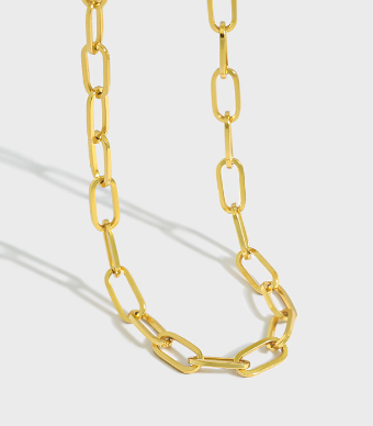 Minimalistische silberne Hollow Chain Choker aus 925 Sterling Silber, modern und elegant, gelbvergoldet, von silverbene