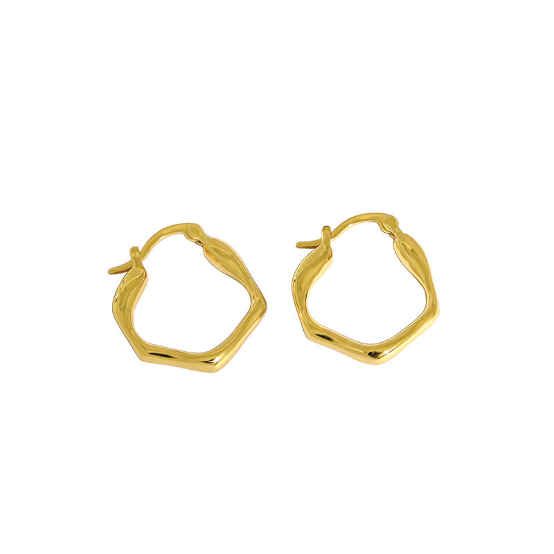 Fashion Irregular Geometry 925 Sterling Silver Hoop Earrings - SterlingSilberSchmuck