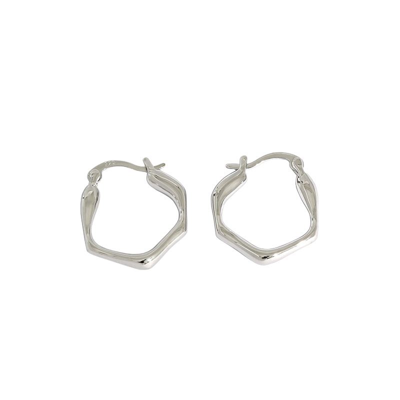 Fashion Irregular Geometry 925 Sterling Silver Hoop Earrings - SterlingSilberSchmuck