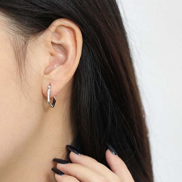 Fashion Irregular Geometry 925 Sterling Silver Hoop Earrings - SterlingSilberSchmuck