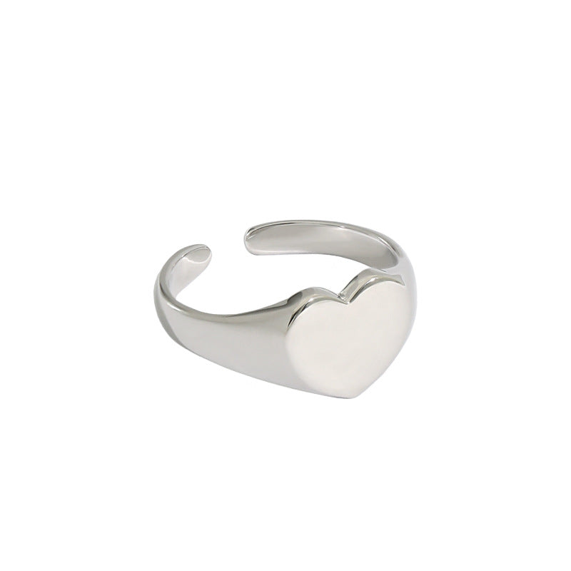 Casual Heart 925 Sterling Silver Adjustable Ring - SterlingSilberSchmuck