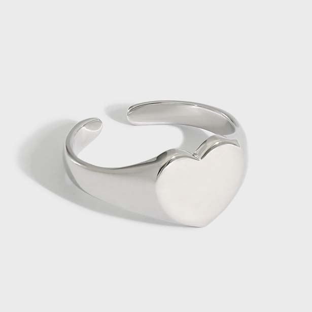 Casual Heart 925 Sterling Silver Adjustable Ring - SterlingSilberSchmuck