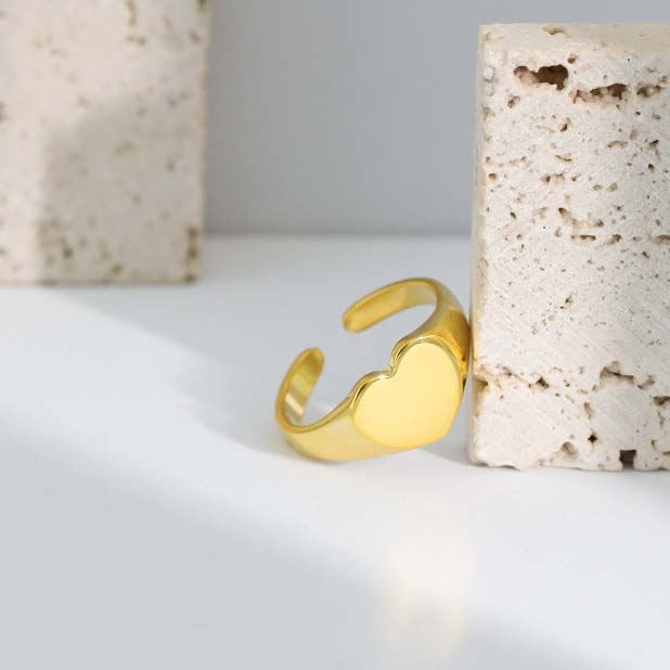 Casual Heart 925 Sterling Silver Adjustable Ring - SterlingSilberSchmuck