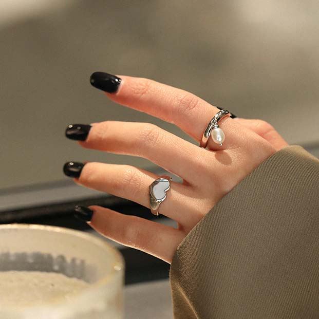 Casual Heart 925 Sterling Silver Adjustable Ring - SterlingSilberSchmuck