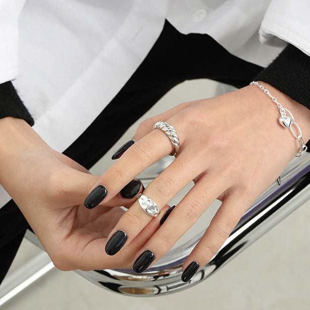 Breiter minimalistischer Ring aus 925 Sterlingsilber – Verstellbarer Silberring