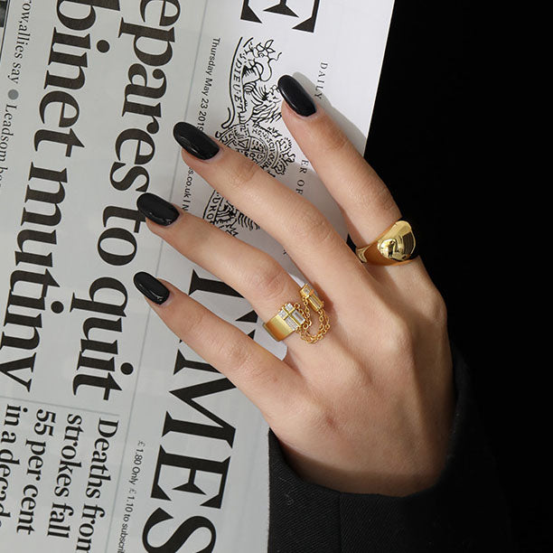 CZ Ketten Ring 925 Sterling Silber verstellbar modern elegant